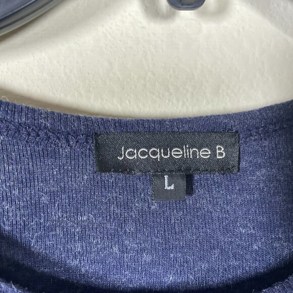 Jacqueline B Clothing Women's LS Embroidered Navy Wool Blend Top Large - Picture 3 of 6